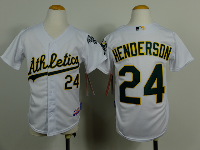 Youth Oakland Athletics 24 Henderson White MLB Jerseys